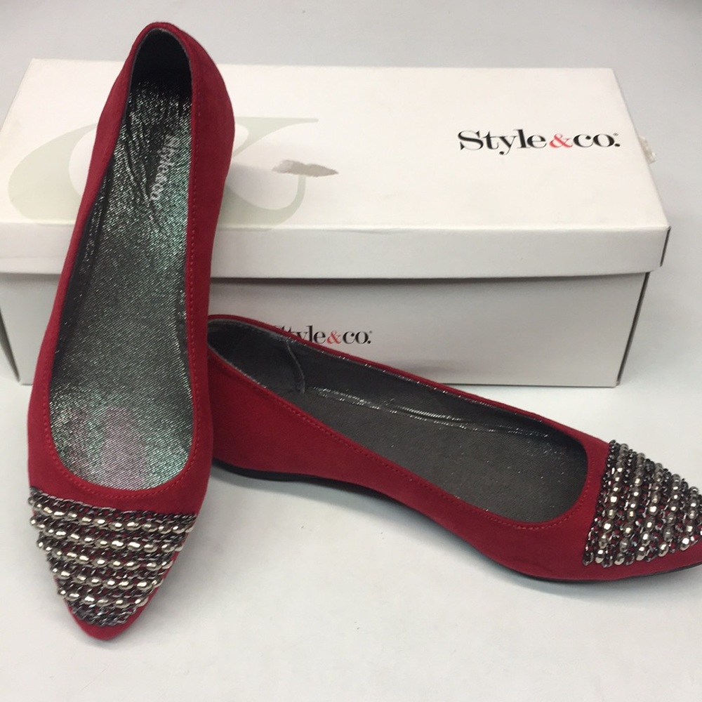 Red Suede like Flats